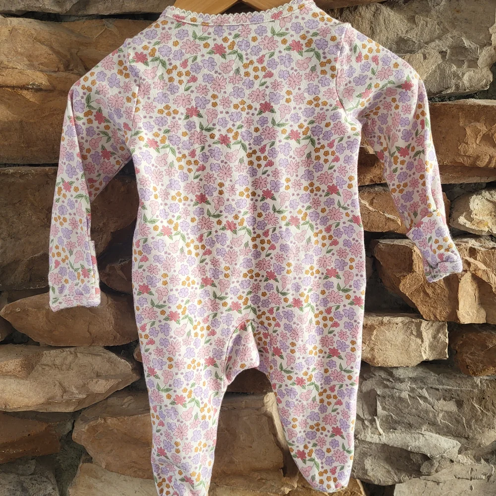 Carter's Pink Floral 'Little Sister' Footie 3m